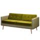 Sofa Croom V (3-Sitzer) - Webstoff / Samt - Webstoff Fida / Samt Freda: Beigegrün / Olivgrün