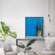 Bild Blue Wall with Cactus - Buche massiv / Plexiglas - 52 x 62 cm