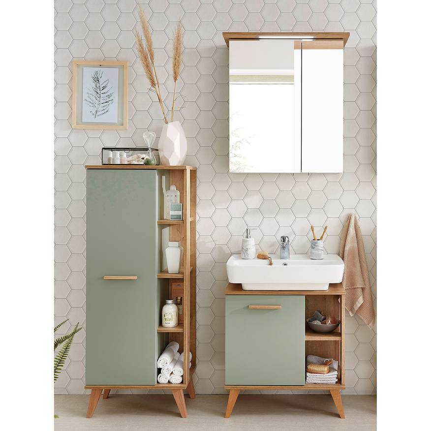 Set De Salle De Bain Ancien Bayel - Verre Rouge - Occasion