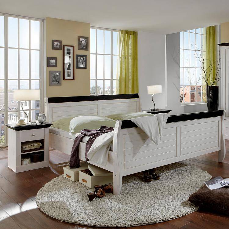 Lyngby En VerniWengé180 Epicéa Bois Massif Teinté Lit Blanc 200cm X Et 5ARq3jL4