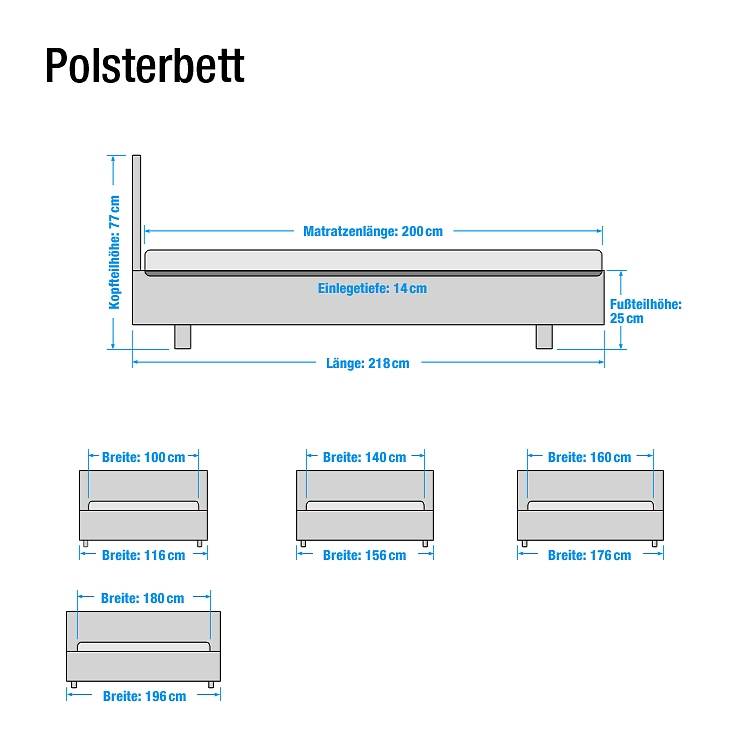 Polsterbett Sandra Weiß100 200cm Kunstleder X 4Ajq3R5L