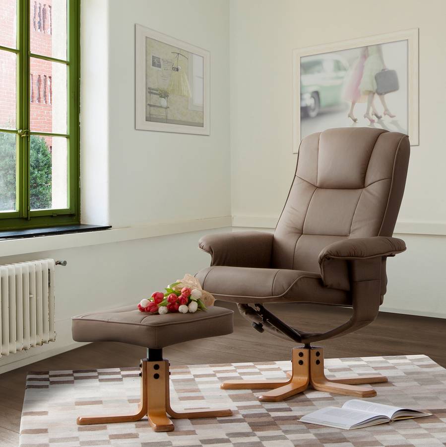 Fauteuil De Repose Relaxation piedsCuir Avec Cosimo Limon Véritable EeDHI92bWY