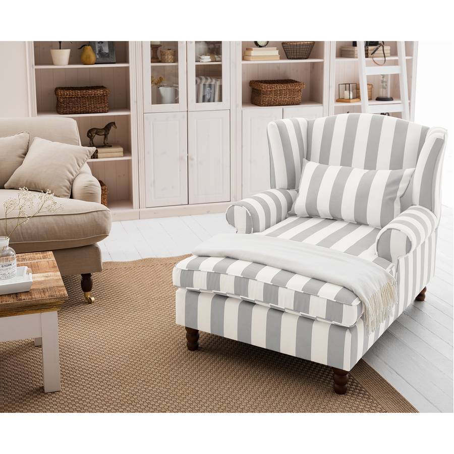 Rayures Sofia À Beige Oreilles Tissu Xxl Fauteuil v08ONwnm