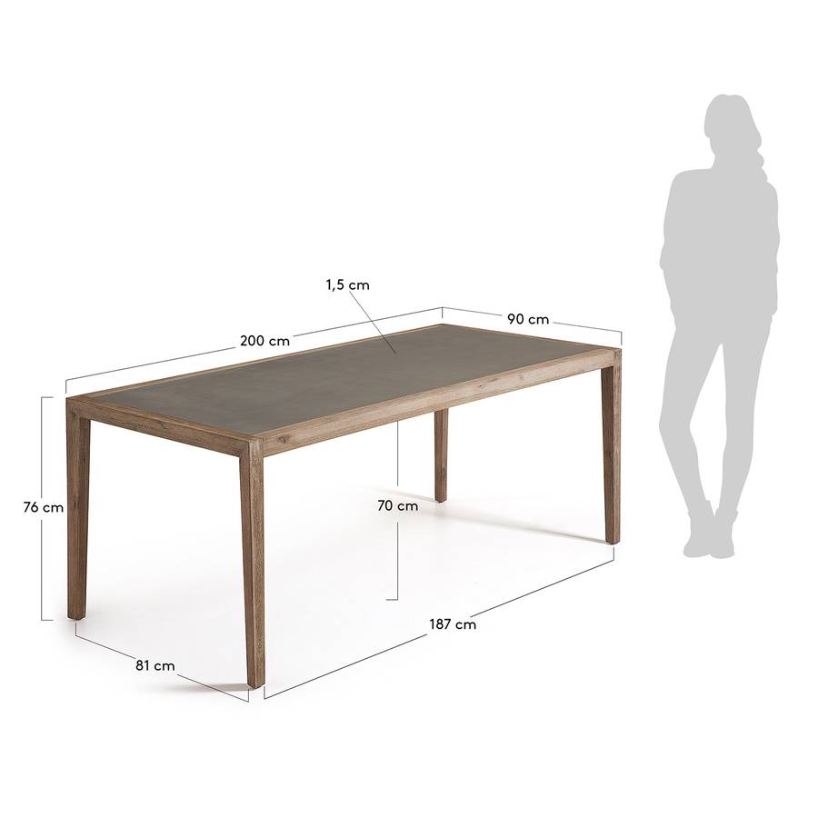 90 Akazie Corvette MassivBraun Gartentisch 200 Cm dxBoCe