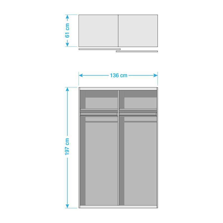 Dekor136 Eiche Stirling Kiydoo Aluminium 197 Cm Schwebetürenschrank Iii ONnXP80wk