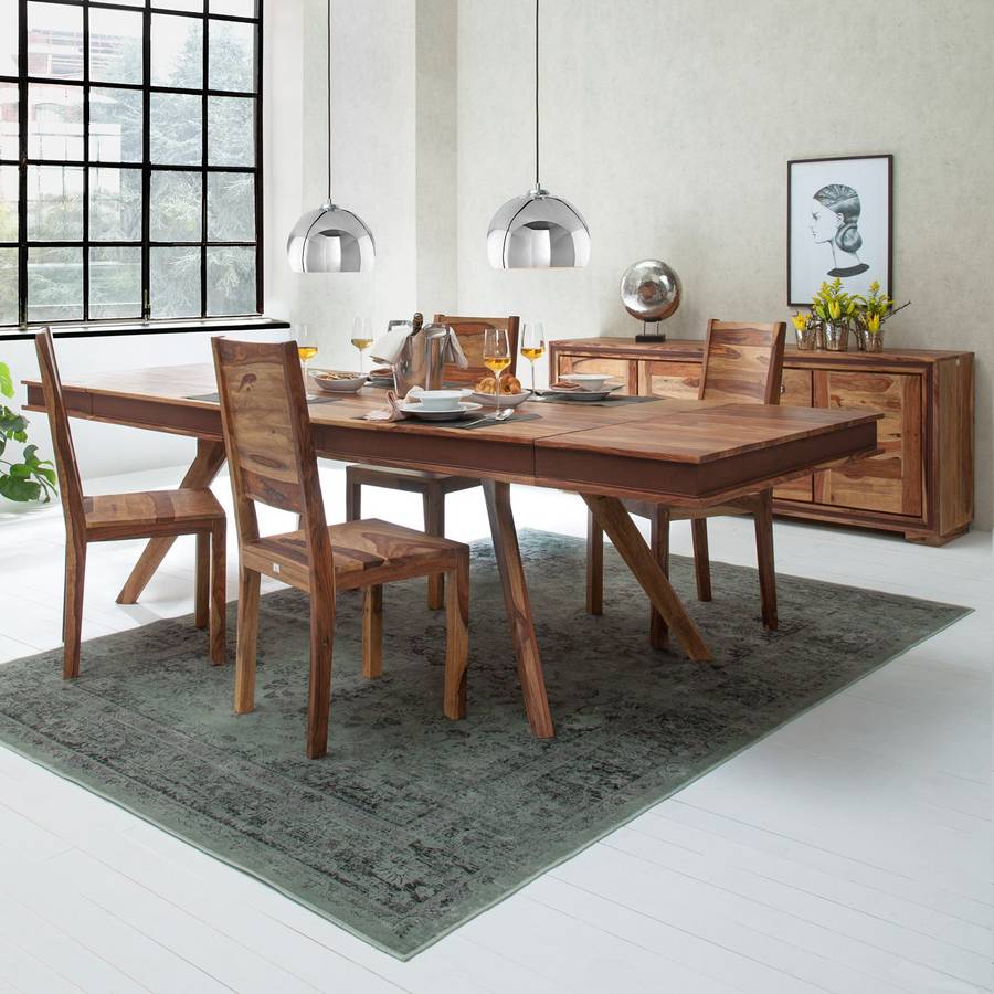 Manger Table RallongesSheesham Iavec CuirSchina MassifImitation Khan À dxChsrtQ