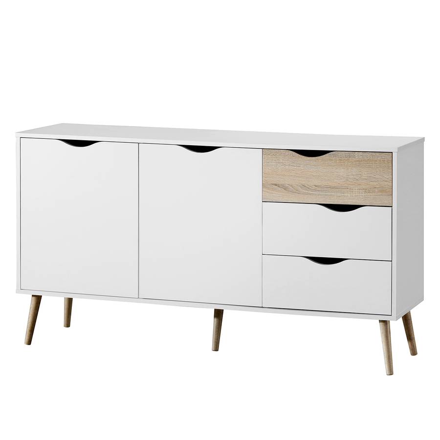Sunndal Sideboard Gummibaum TeilmassivWeißEiche Hell 8kONX0ZnwP