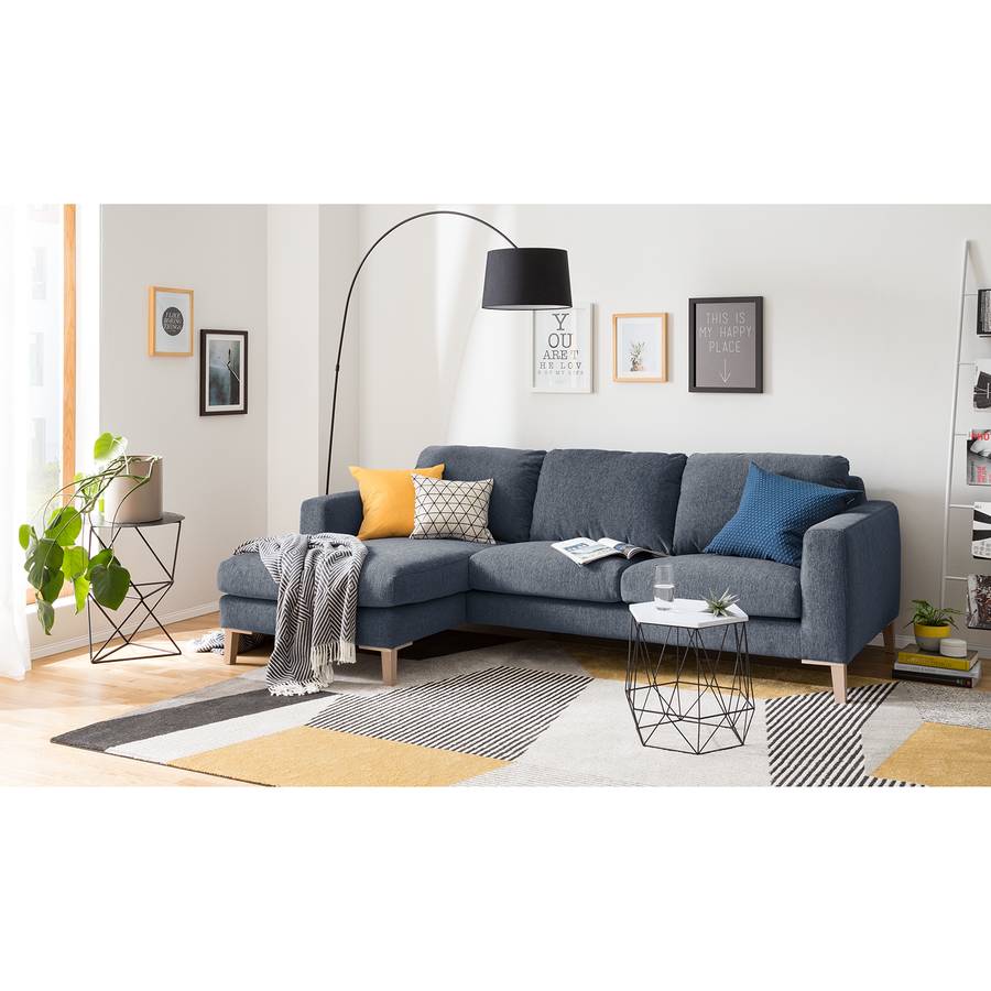 Gauchevue De D'angle À Canapé FaceGris I Berilo Tissu Bleu StructuréMéridienne Courte 2E9IYDHW