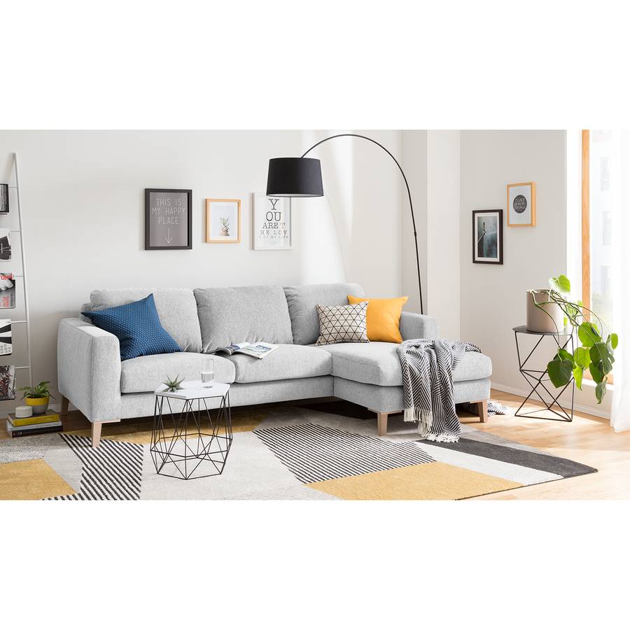 Tissu StructuréMéridienne De Canapé À D'angle Platine I Berilo Droitevue FaceGris Courte Kc3TlF1J