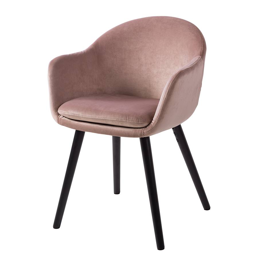 Chaise À Ii Hallund Vieilli MassifNoir VeloursHévéa Rose Accoudoirs JcKlF1