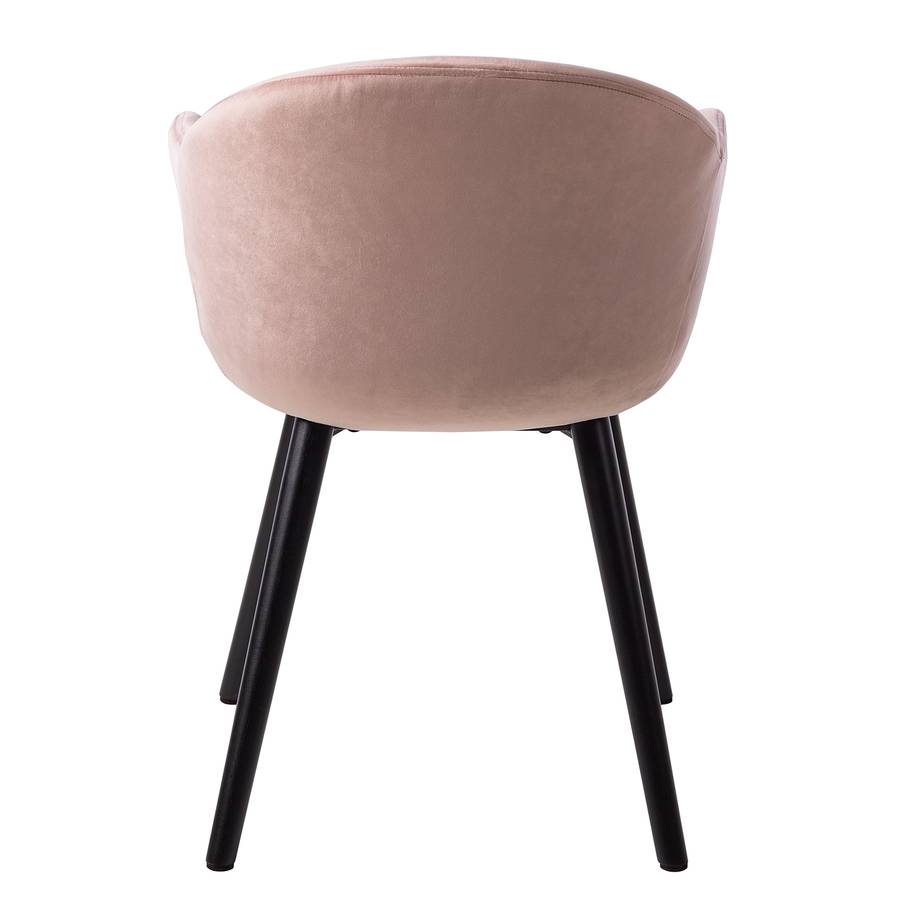 Chaise À Ii Hallund Vieilli MassifNoir VeloursHévéa Rose Accoudoirs JcKlF1