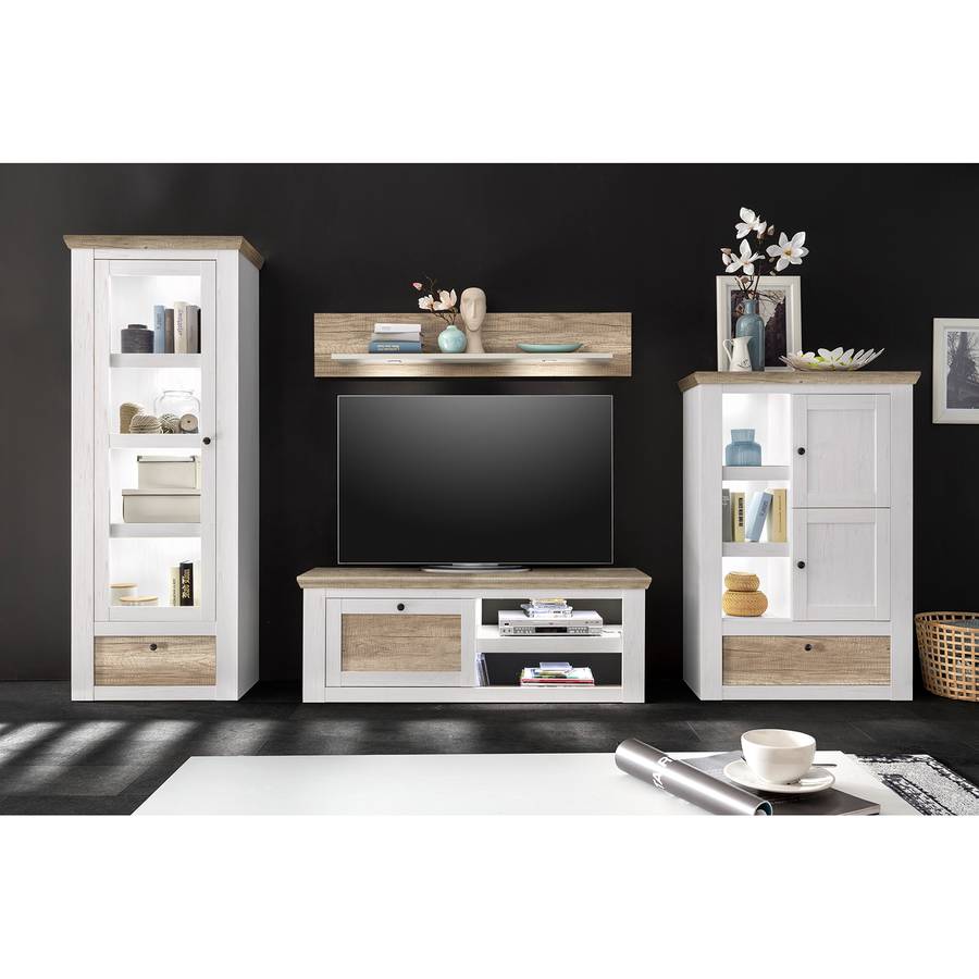 DekorEiche Lorida lowboard Tv Kiefer Weiß TK1c3lFJ