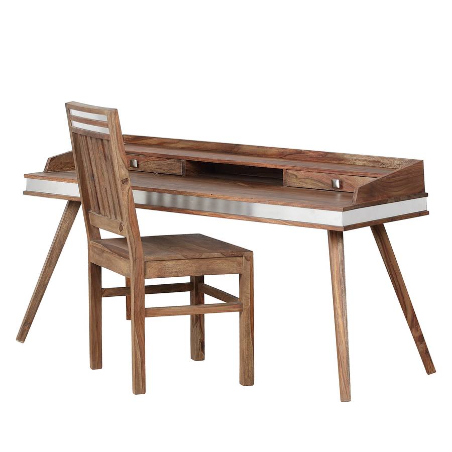 MassifAcier InoxydableArgenté Bureau Sheva MassifAcier Sheva Sheesham Sheesham Bureau Bureau Sheva InoxydableArgenté 6YgfvIb7y