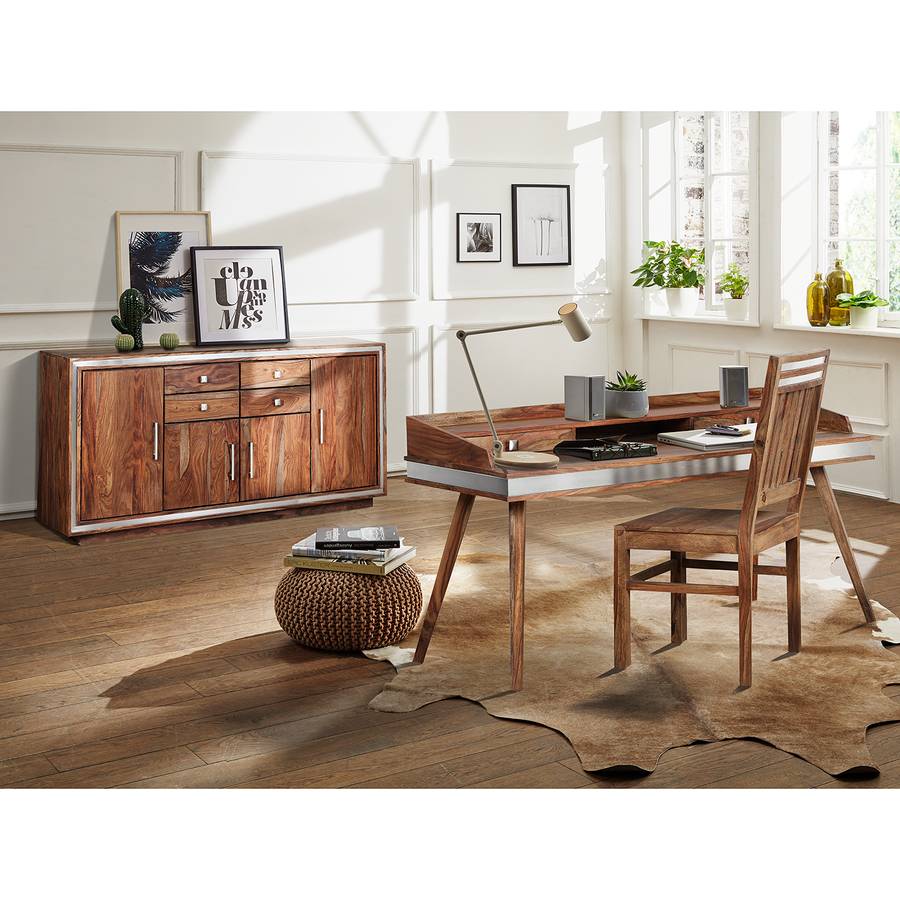 MassifAcier InoxydableArgenté Bureau Sheva MassifAcier Sheva Sheesham Sheesham Bureau Bureau Sheva InoxydableArgenté 6YgfvIb7y
