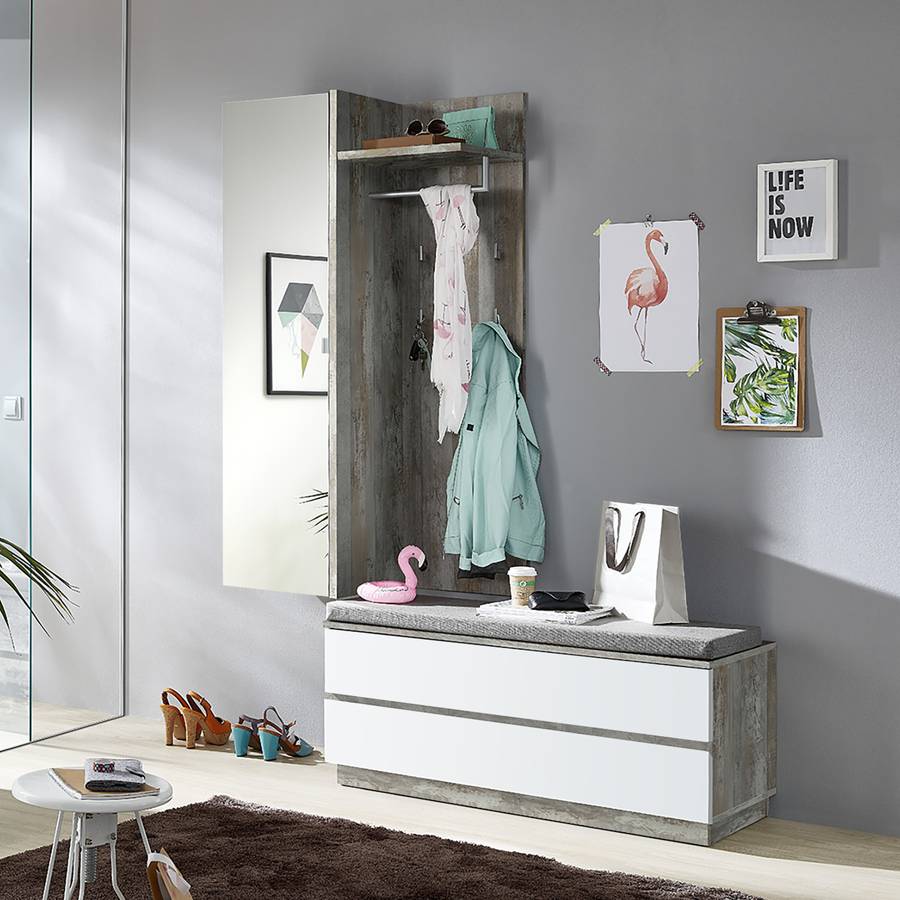 WeißDriftwood Dekor Sion2 teiligInklSitzkissenWebstoff Sion2 Garderobenset teiligInklSitzkissenWebstoff Dekor Garderobenset WeißDriftwood F1lcTKJ