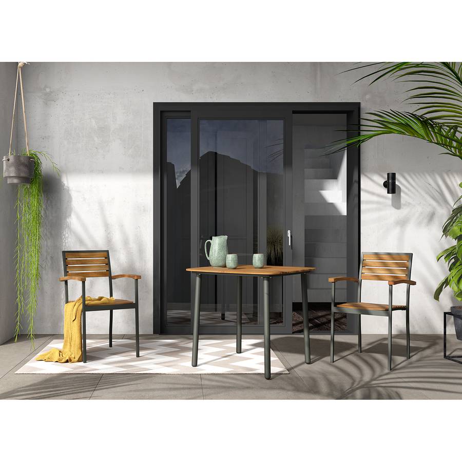 2Acacia Chaises MassifAcierAnthracite Lanailot De Jardin kOn0wP