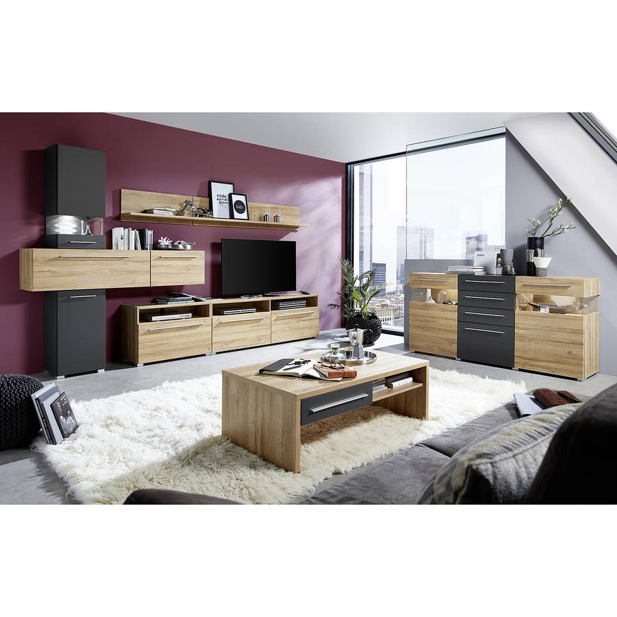 Imitation Table Feda Basse Chêne ClairGris m80yvnwNO