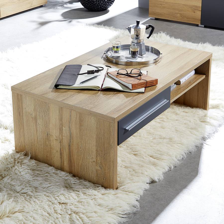 Imitation Table Feda Basse Chêne ClairGris m80yvnwNO