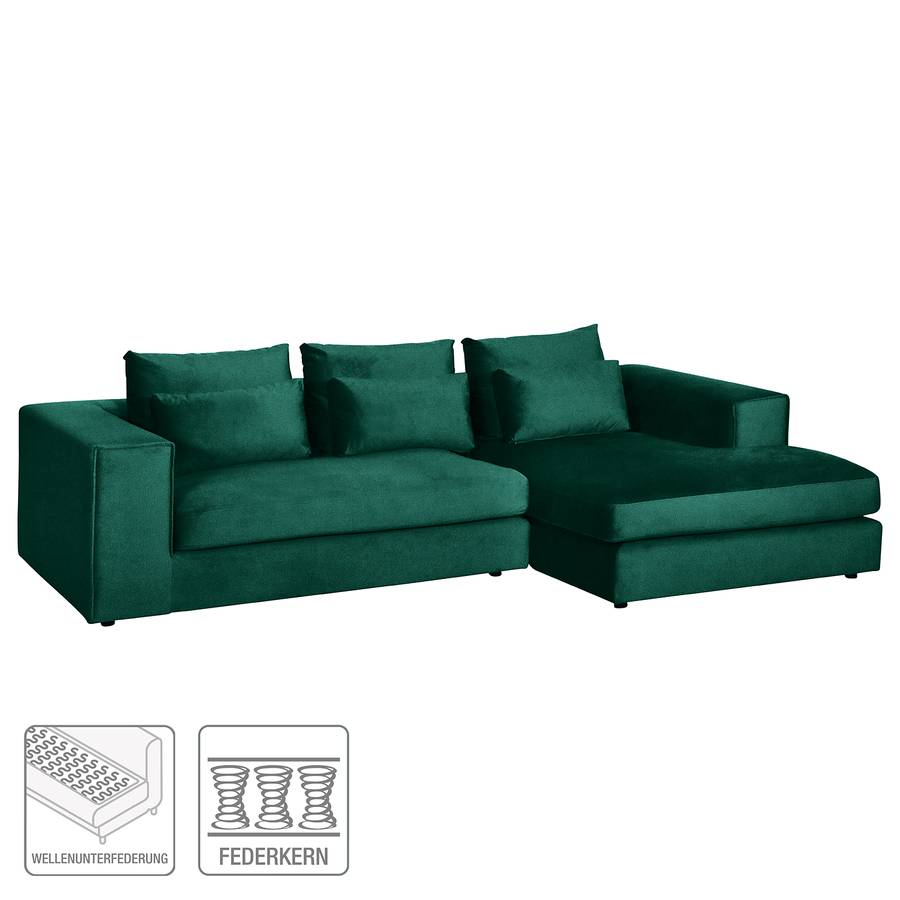 Dabney Ecksofa Davorstehend SamtAntikgrün Longchair Rechts Ybgy6f7v
