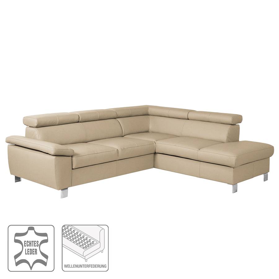EchtlederKunstlederOttomane Warmes Ohne Waal Beige Davorstehend I Ecksofa Rechts Schlaffunktion dtQCrshx