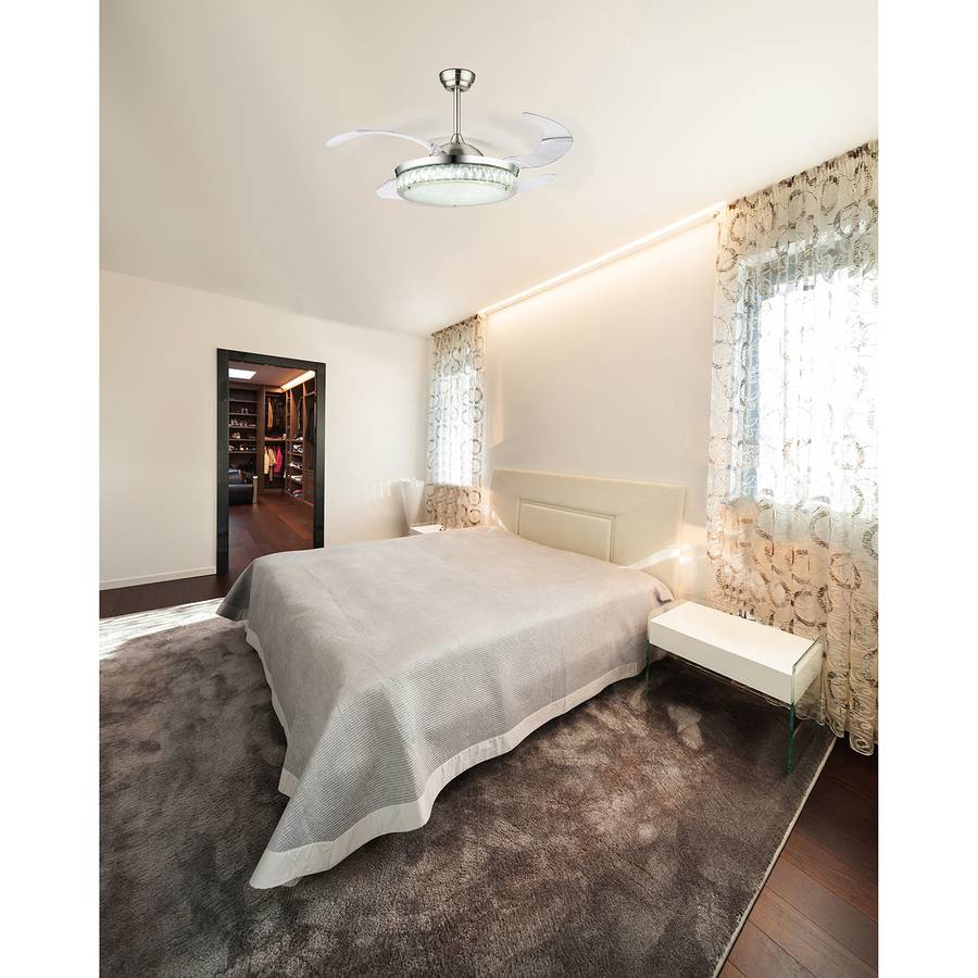 Cabrera Plafonnier Ventilateur Verre CristallinFer1 Ampoule Ii 5jALR4