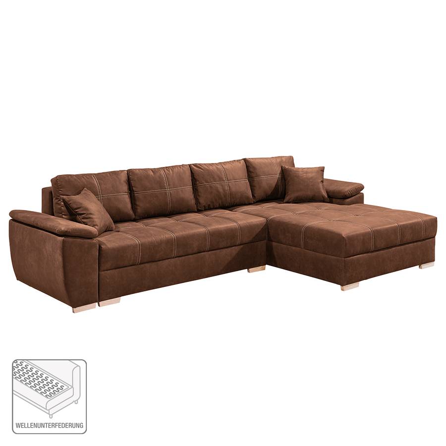 Cognac Ecksofa Jimo Rechts MischgewebeVintage Longchair Davorstehend 8n0wXNOPk