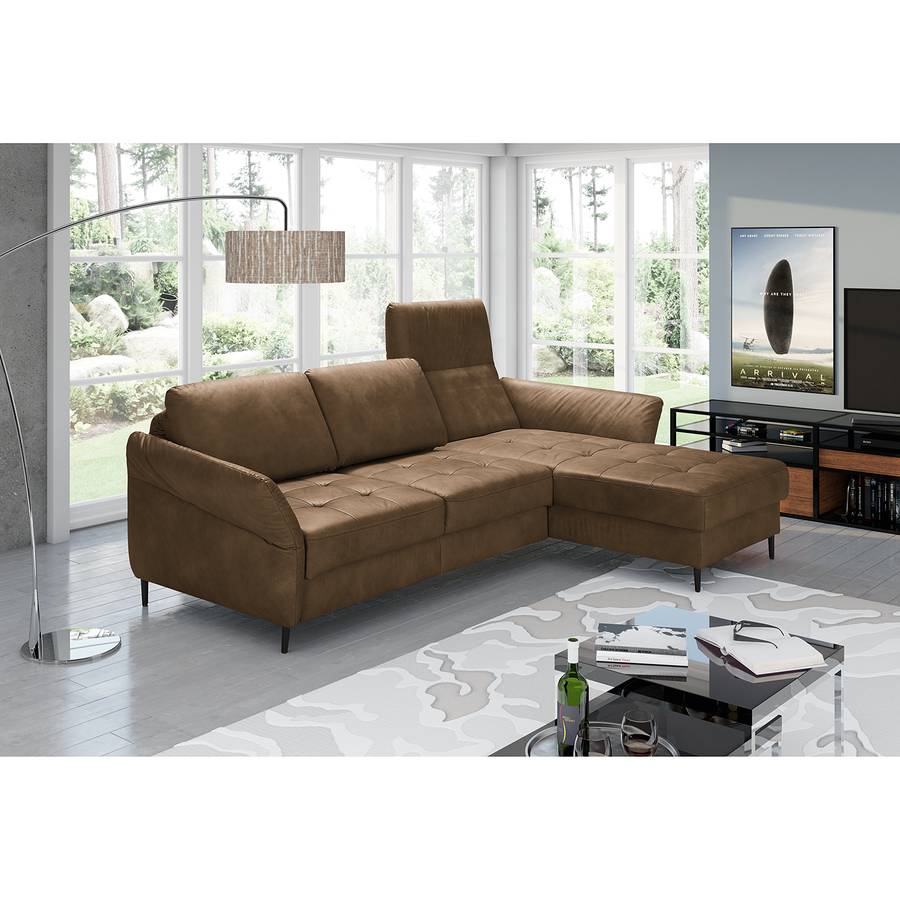 Varvara Keine Longchair Ecksofa Funktion Davorstehend AntiklederlookBraun Rechts nP0w8Ok