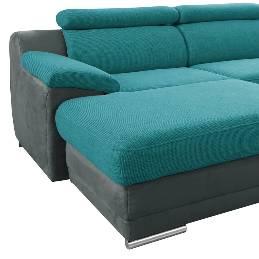 Wohnlandschaft Nutzung StrukturstoffMicrofaserGrau Longchair Ottomane Oliveira Für Davorstehend Rechts Links Türkis Schlaffunktion Dauerhafte oerdxCWB