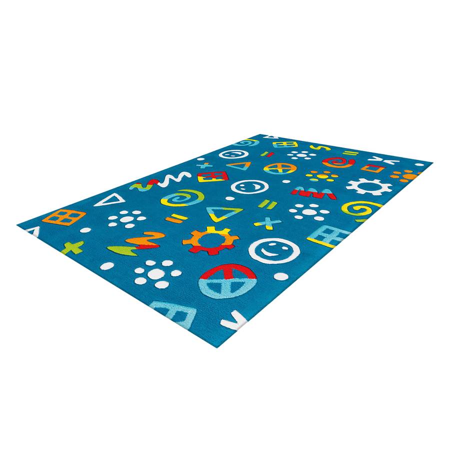 KunstfaserBlauMulti Glowy Glowy Kinderteppich Kinderteppich Icons XTkiZOPu