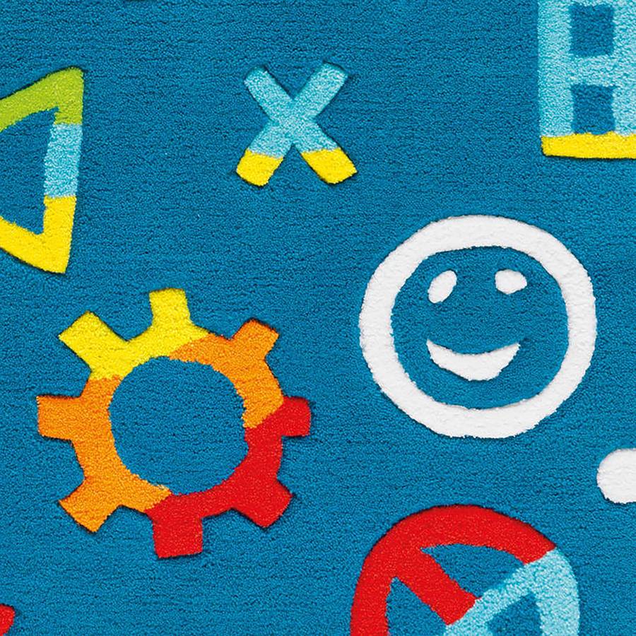KunstfaserBlauMulti Glowy Glowy Kinderteppich Kinderteppich Icons XTkiZOPu