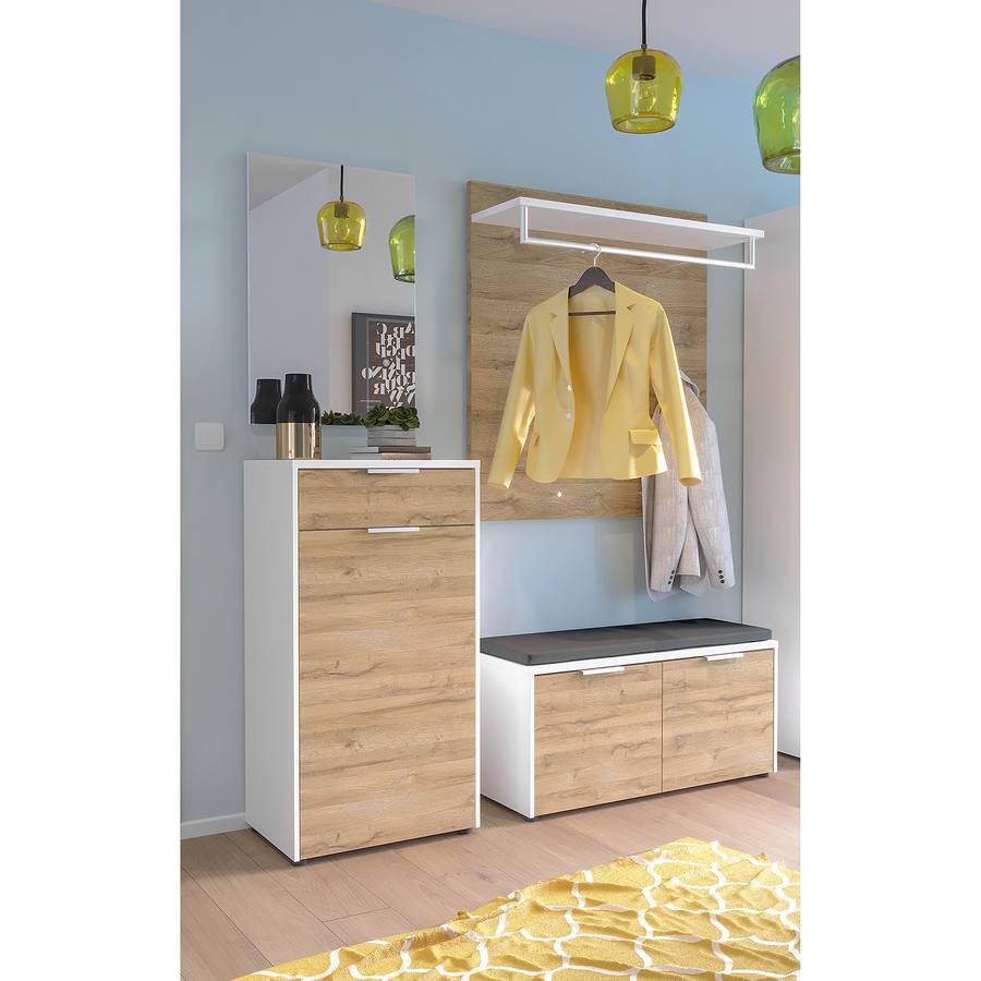 Linz teiligEiche Garderobenset DekorWeiß Grandson Ii4 thBQsxdrC