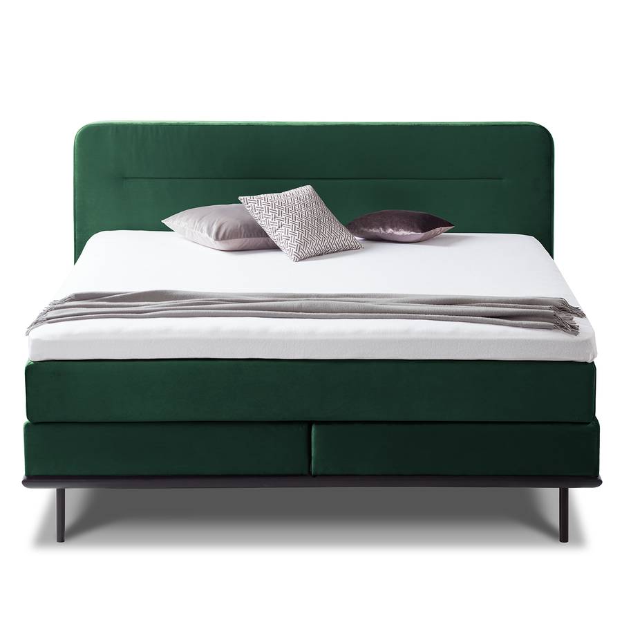 Boxspringbett H2 Samt optikDunkelgrün In Villo Webstoff 8wknO0P