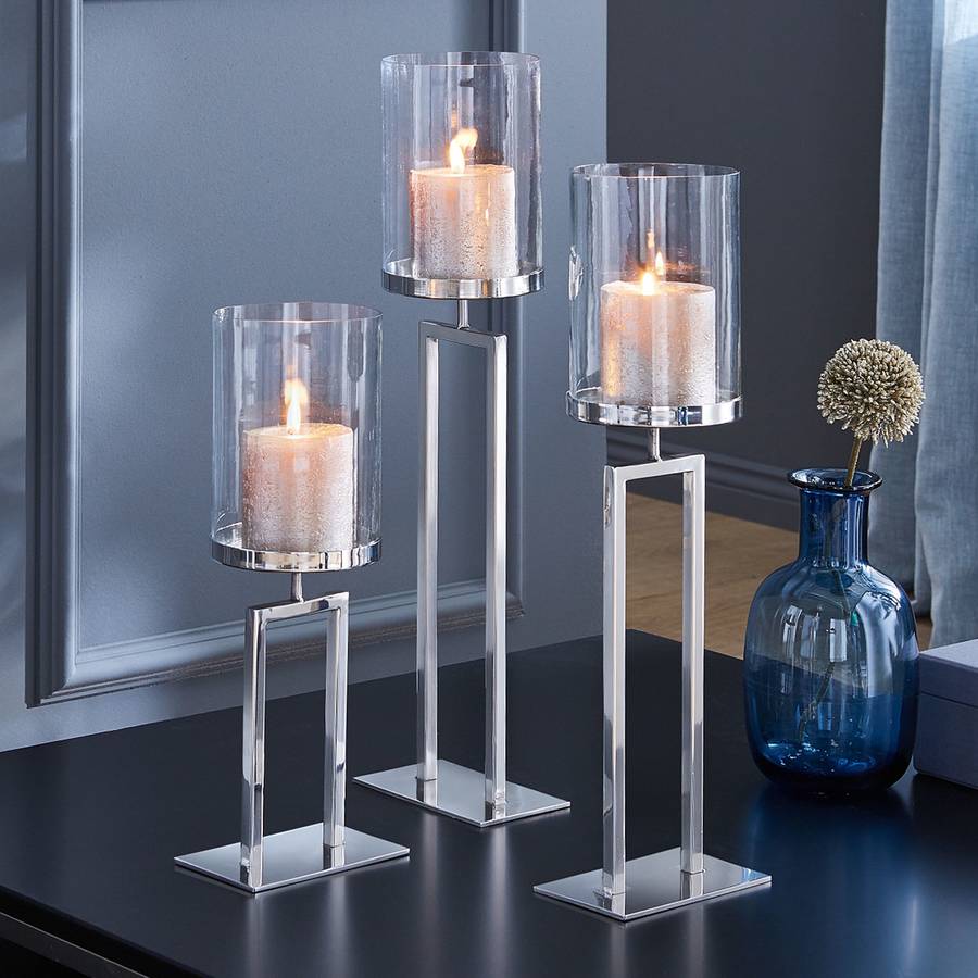 York Cm Windlicht EdelstahlGlasSilber New 50 8OP0wnk