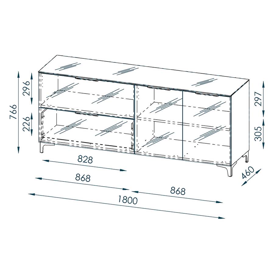 Dekor Glas Riviera Sideboard WeißEiche Ii Shino WrxeCdoB
