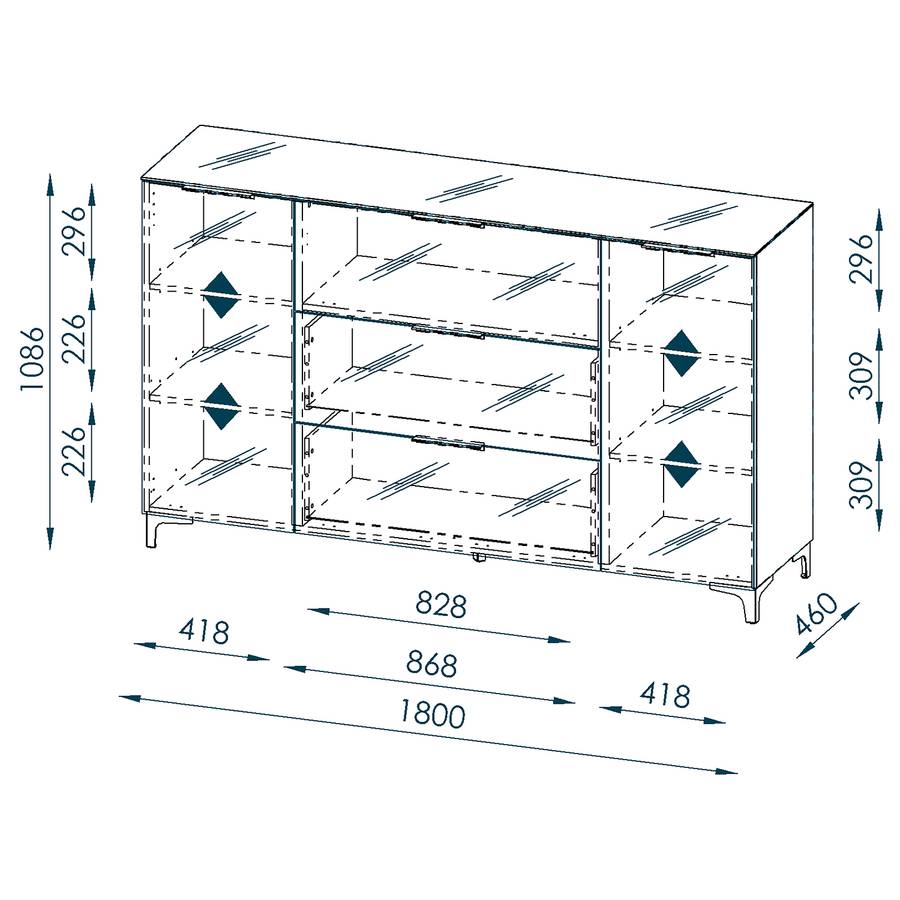 Kommode Glas Riviera WeißEiche Shino Dekor Iii jL3ASq5c4R