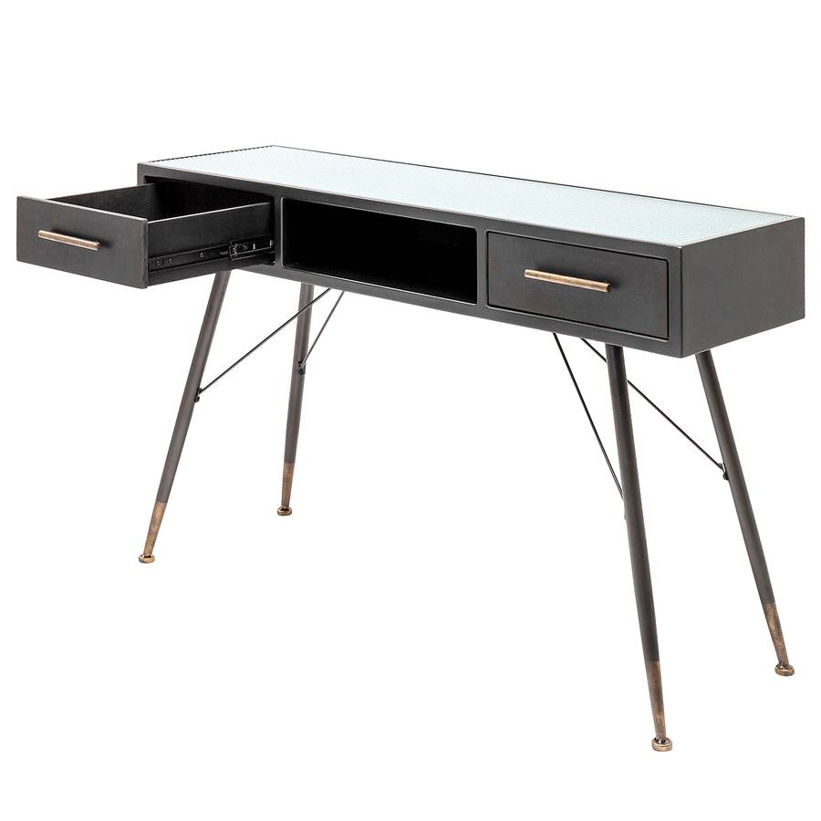 GlasStahlSchwarz Gold Konsolentisch Gomera La eCBordx