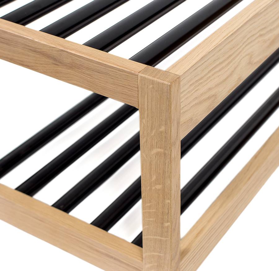 Étagère À Chaussures Chêne MassifMétalNoir Slussen cK1TJlF