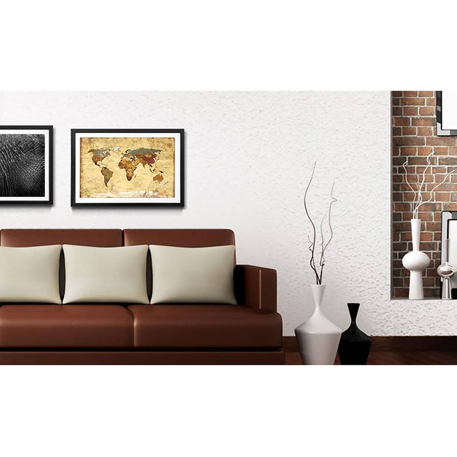LindeMehrfarbig Massivholz 4 Bild Worldmap Old 5Rjq34AL