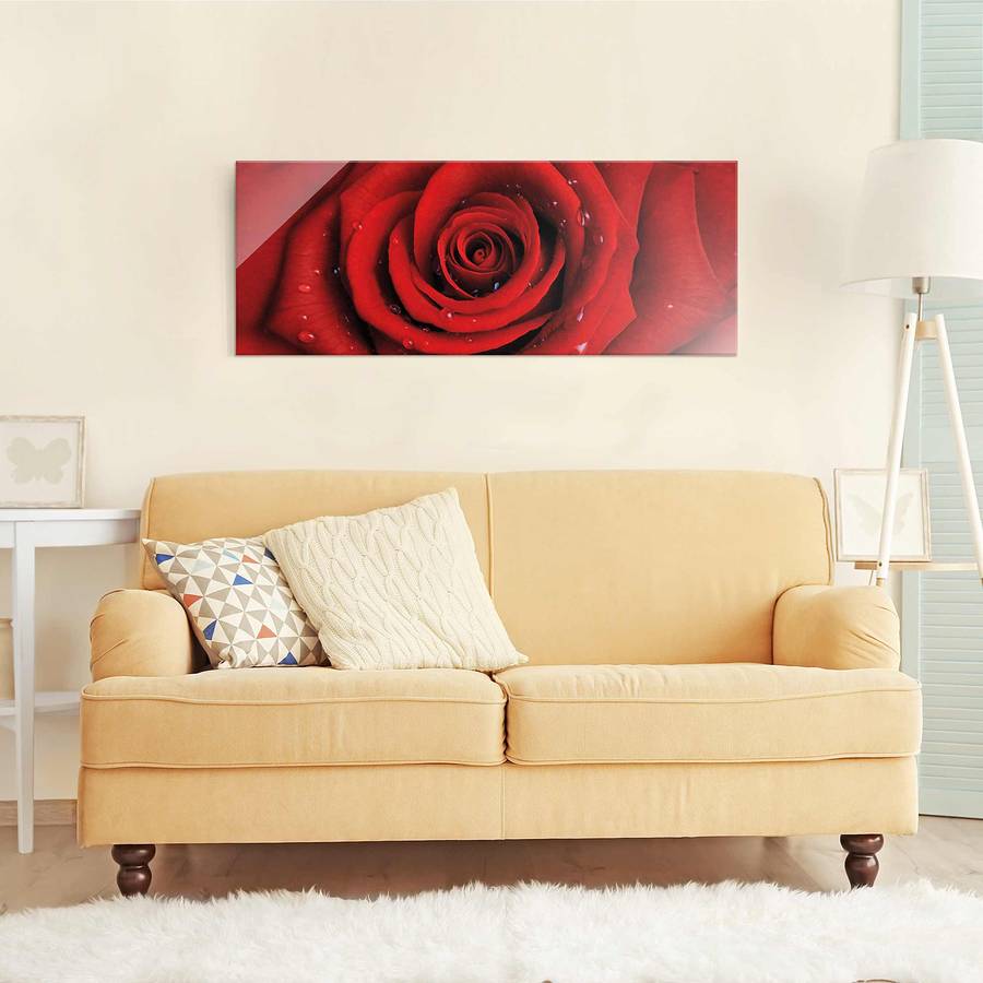 Rote X EchtglasMehrfarbig Cm Bild Wassertropfen Starkes 40 100 Mit Rose trBhxCsQd