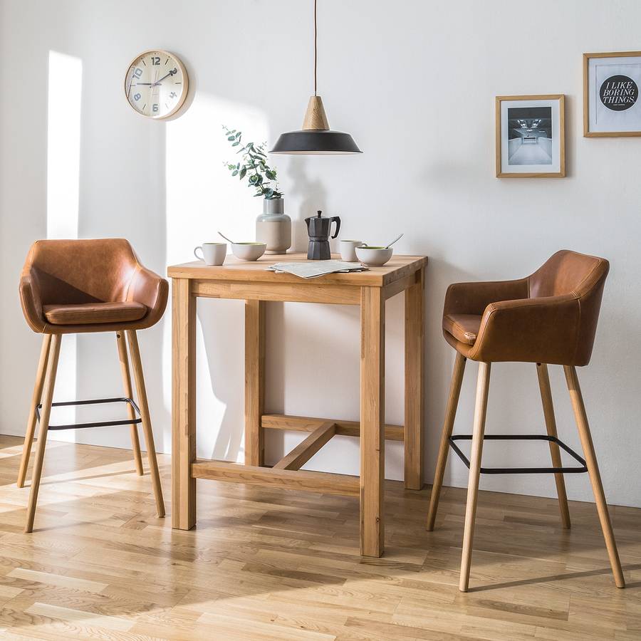 I2er Barstuhl MassivVintage Braun setKunstlederEiche Nicholas 7fYmI6vybg