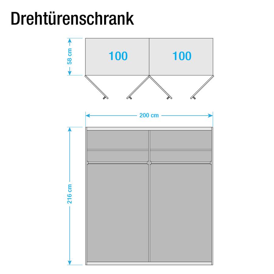 Drehtürenschrank DekorHochglanz Brooklyn Sonoma CmEiche 200 Weiß 216 Xiii 9IYWHED2
