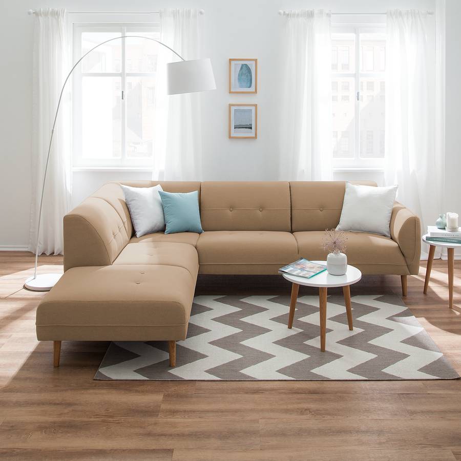 Ecksofa LinksBeige Ii Stoff Strukturstoff OstaCappuccino Davorstehend Cala Ottomane SMGUpzVq