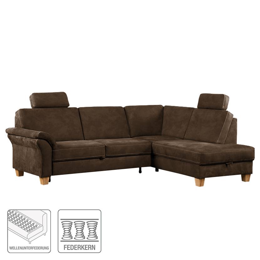 Ottomane Ecksofa Microfaser RechtsBraun Davorstehend Davao bY76vfyg