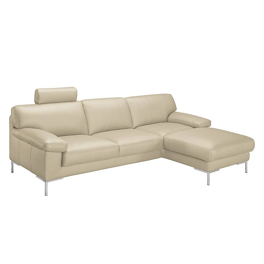 BeigeMit Parlin Ecksofa Rechts Echtleder Davorstehend Kopfstütze Longchair zpMqUSV