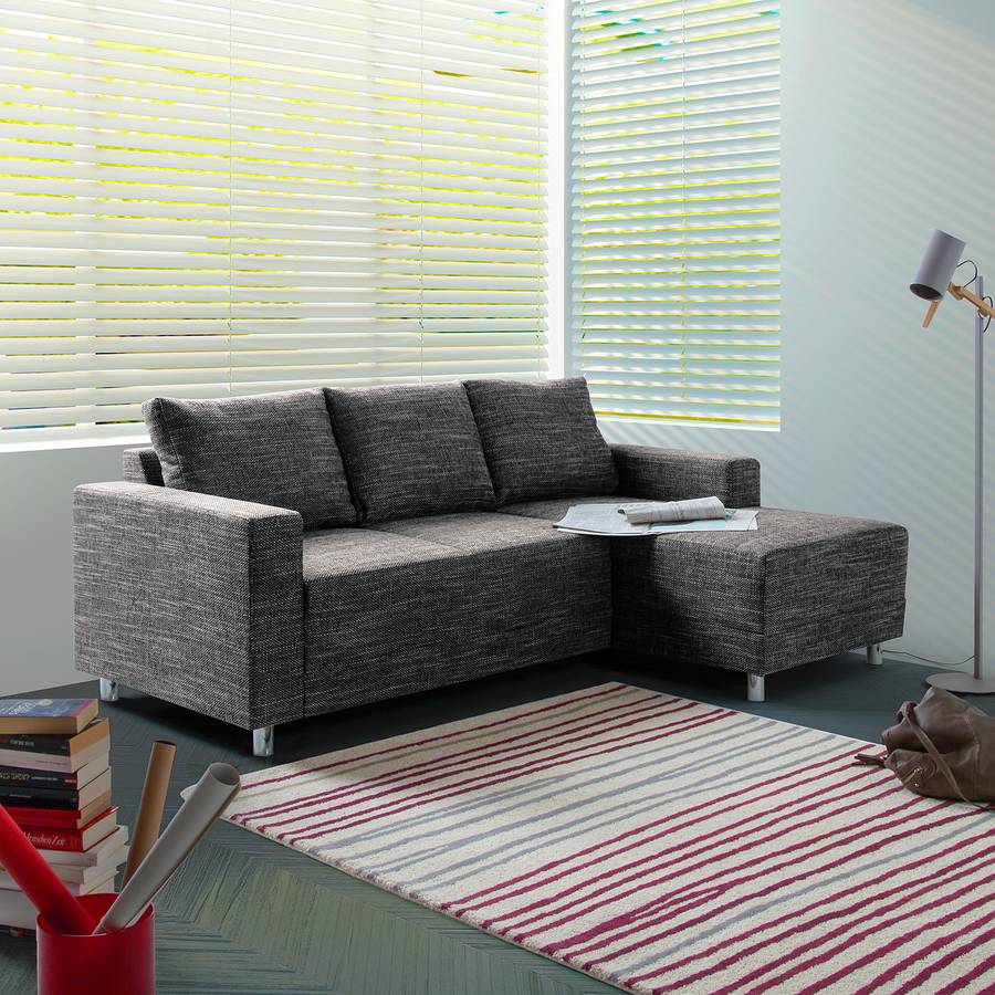 Ecksofa SchwarzLongchair Strukturstoff Davorstehend Greenwood Rechts n0kXON8PZw