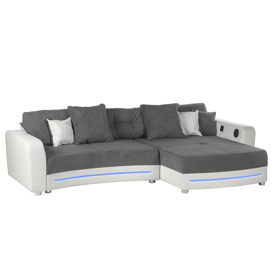 Ecksofa Ecksofa Grau Weiß Weiß KunstlederMicrofaser KunstlederMicrofaser Grau Lanai Ecksofa Lanai eodxBCr