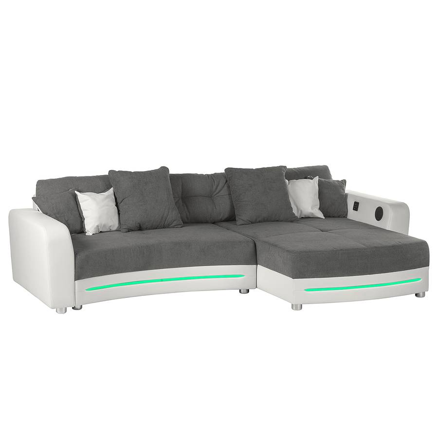 Ecksofa Ecksofa Grau Weiß Weiß KunstlederMicrofaser KunstlederMicrofaser Grau Lanai Ecksofa Lanai eodxBCr