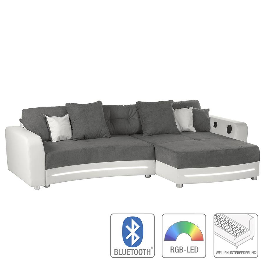 Ecksofa Ecksofa Grau Weiß Weiß KunstlederMicrofaser KunstlederMicrofaser Grau Lanai Ecksofa Lanai eodxBCr