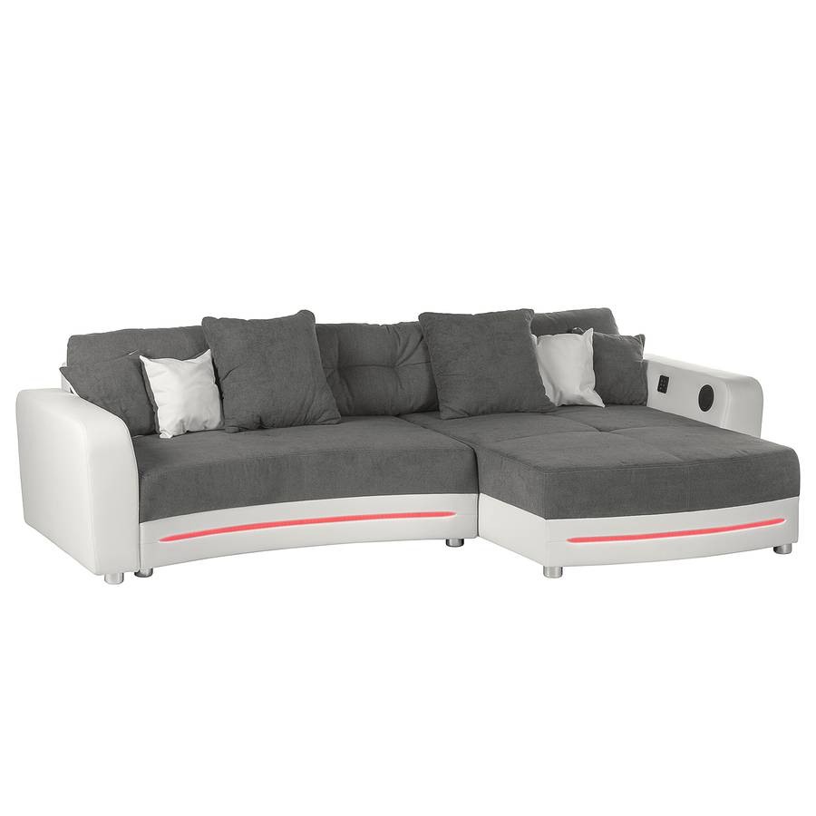 Ecksofa Ecksofa Grau Weiß Weiß KunstlederMicrofaser KunstlederMicrofaser Grau Lanai Ecksofa Lanai eodxBCr