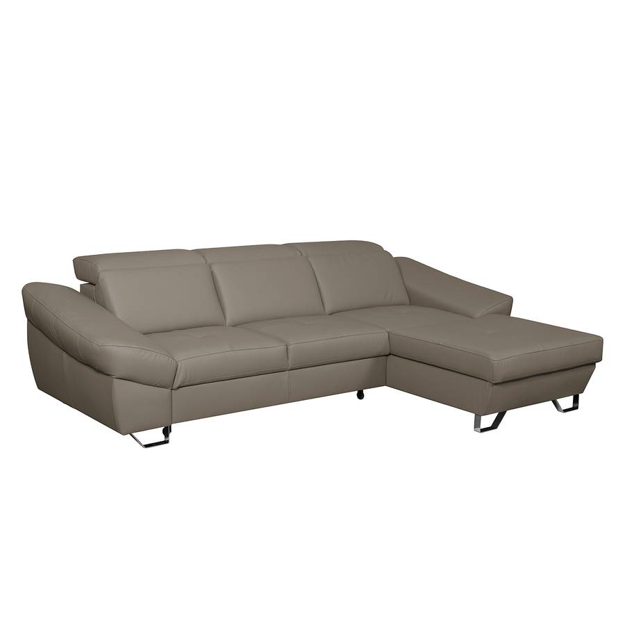 Ecksofa Saltia Rechts Schlaffunktion I TaupeLongchair Davorstehend Echtleder Mit CeoWBQrdx